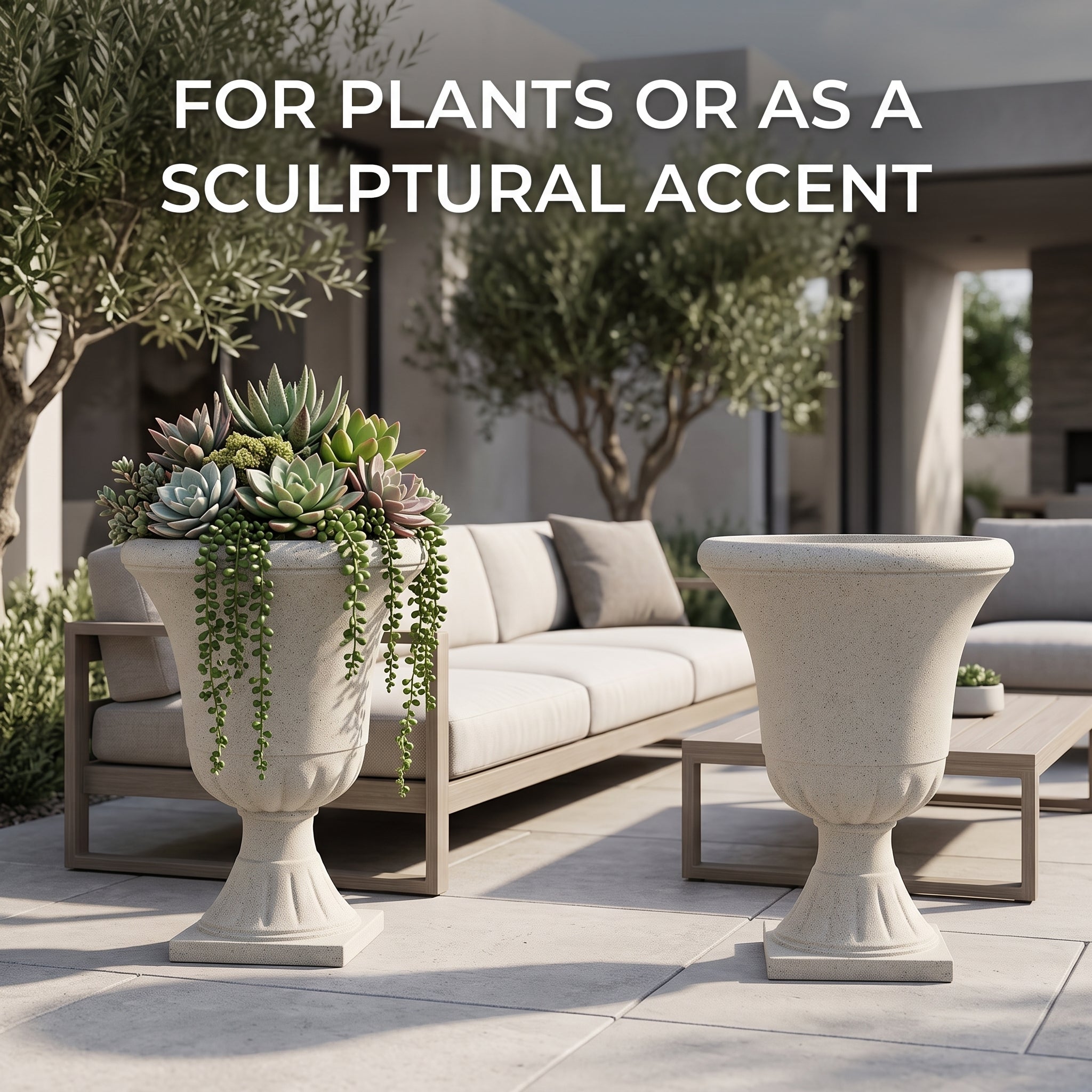 Classic Elegance Urn Planter (Stone-Look Finish)