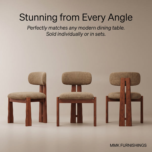 Mid-Century Modern Solid Ash Wood Upholstered Dining Chair