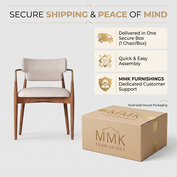 Premium Mid-Century Modern Dining Chair with Solid Ash Wood & Brass-Tone Metal